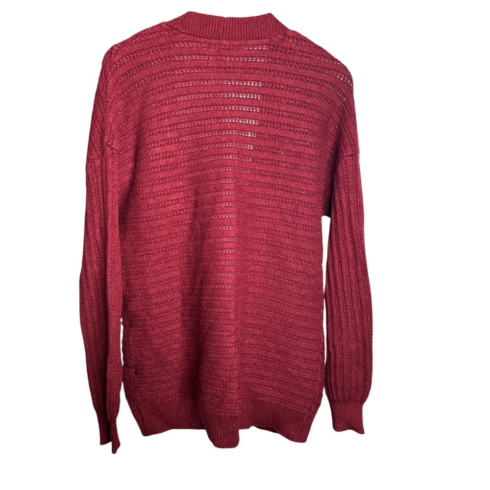 ZESICA | Burgundy Open Knit Cardigan | Lightweight | Pocket | Size M - Picture 6 of 6